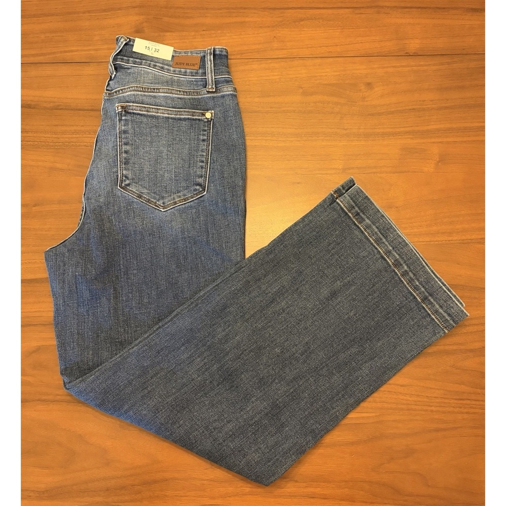 NEW Judy Blue High Waist Wide Leg Stretch Denim Jeans Womens 15/32 Baylor Blue